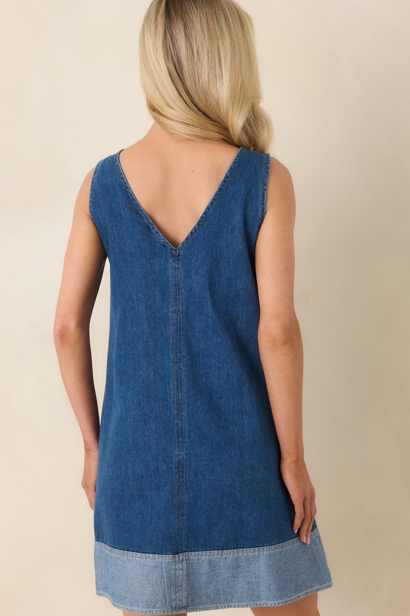 A Subtle Statement Medium Wash Cotton Denim Mini Dress
