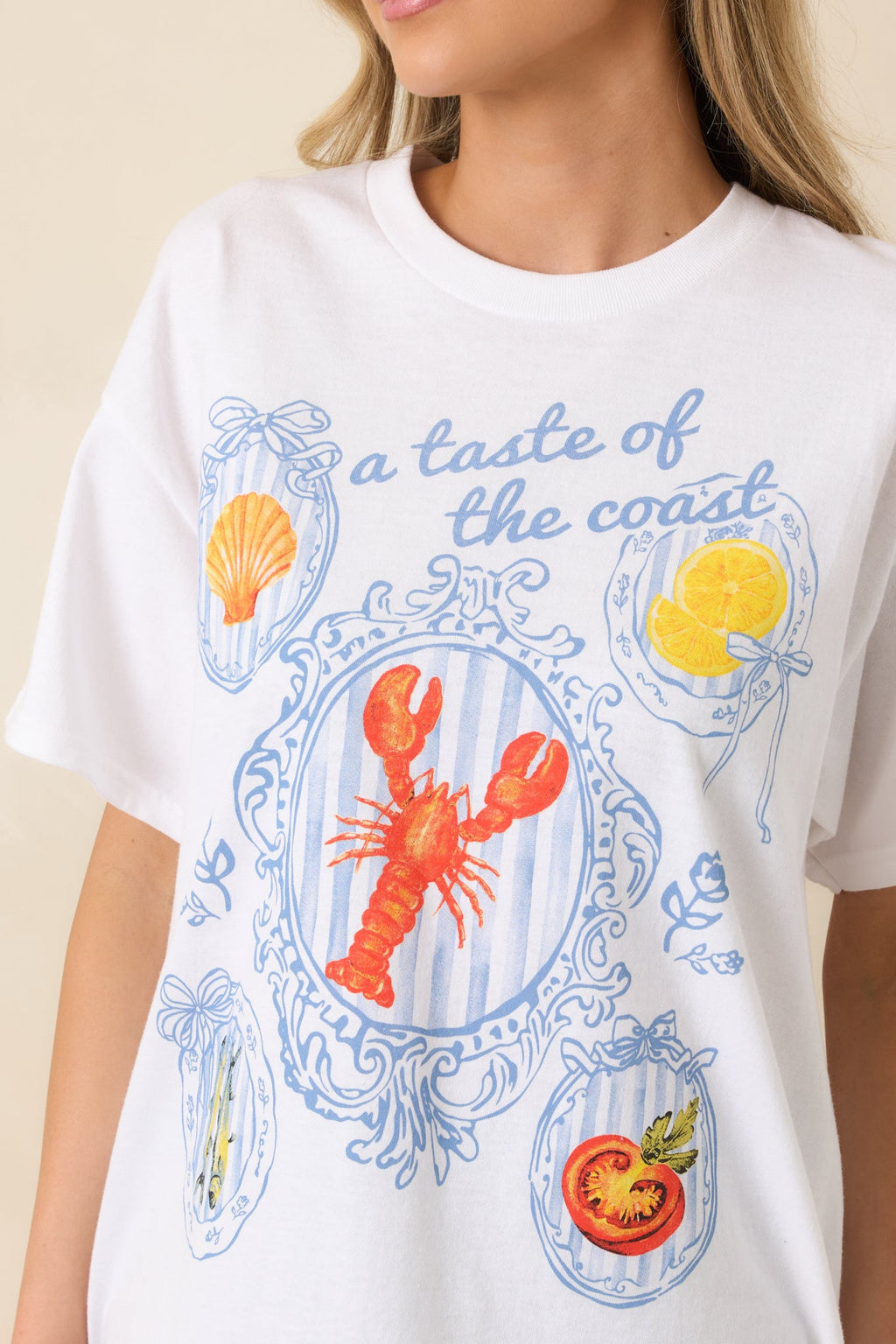 A Taste Of The Coast White Cotton Coastal Graphic Tee