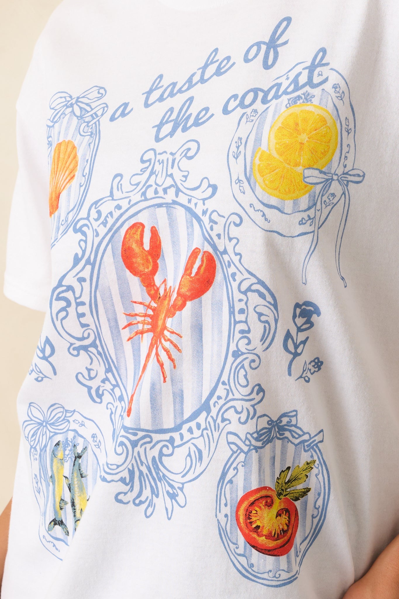 A Taste Of The Coast White Cotton Coastal Graphic Tee