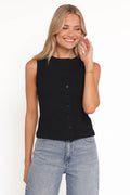 Agatha Asymmetrical Knit Top - Black