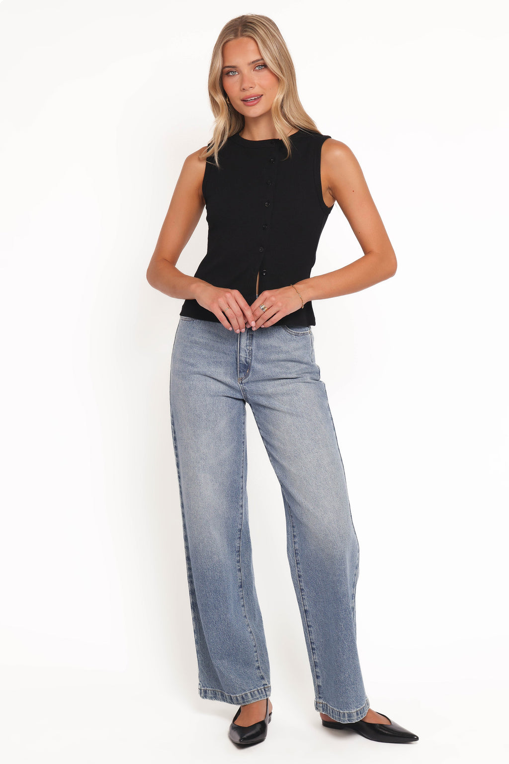 Agatha Asymmetrical Knit Top - Black