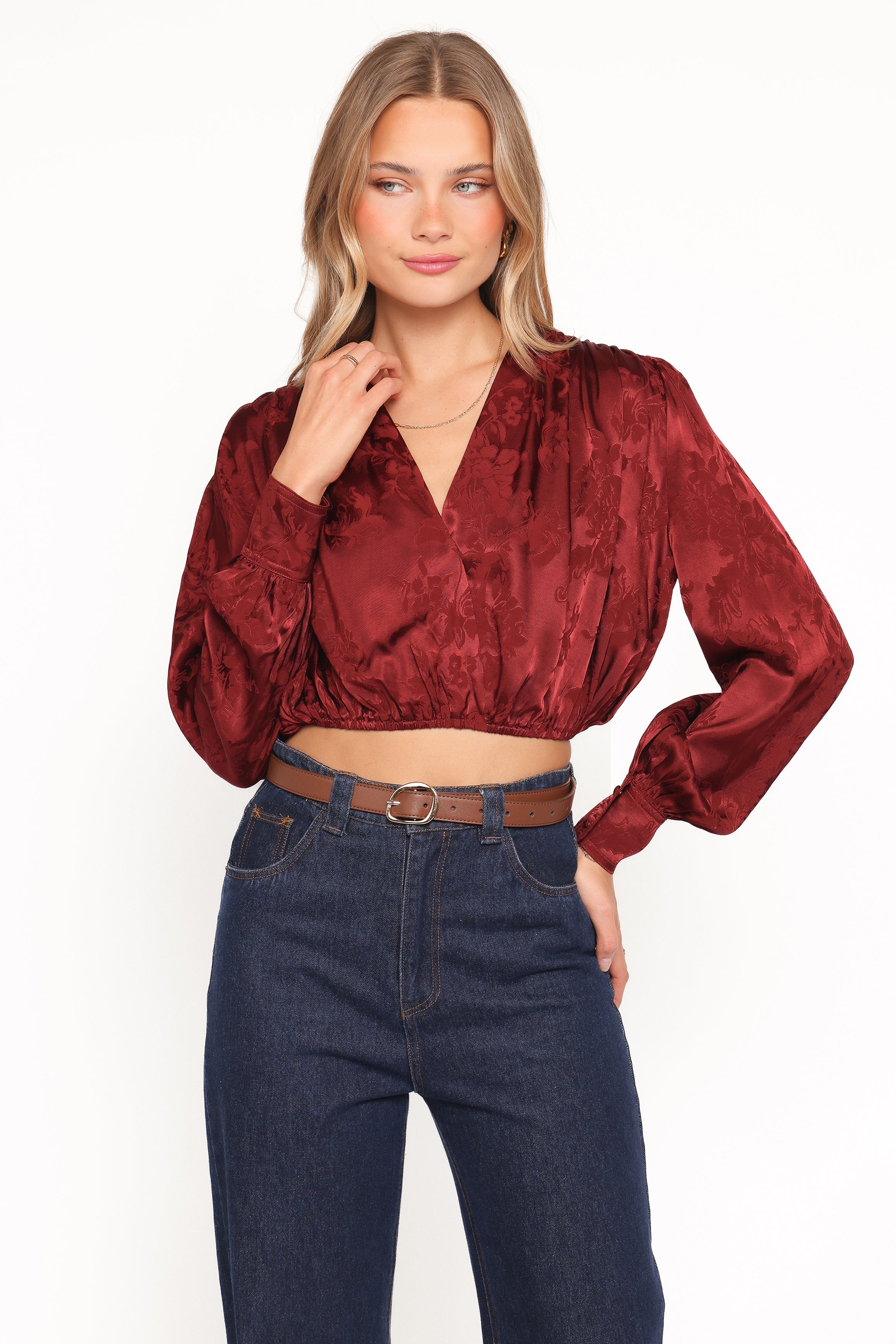 Bowman Cropped Blouse - Wine