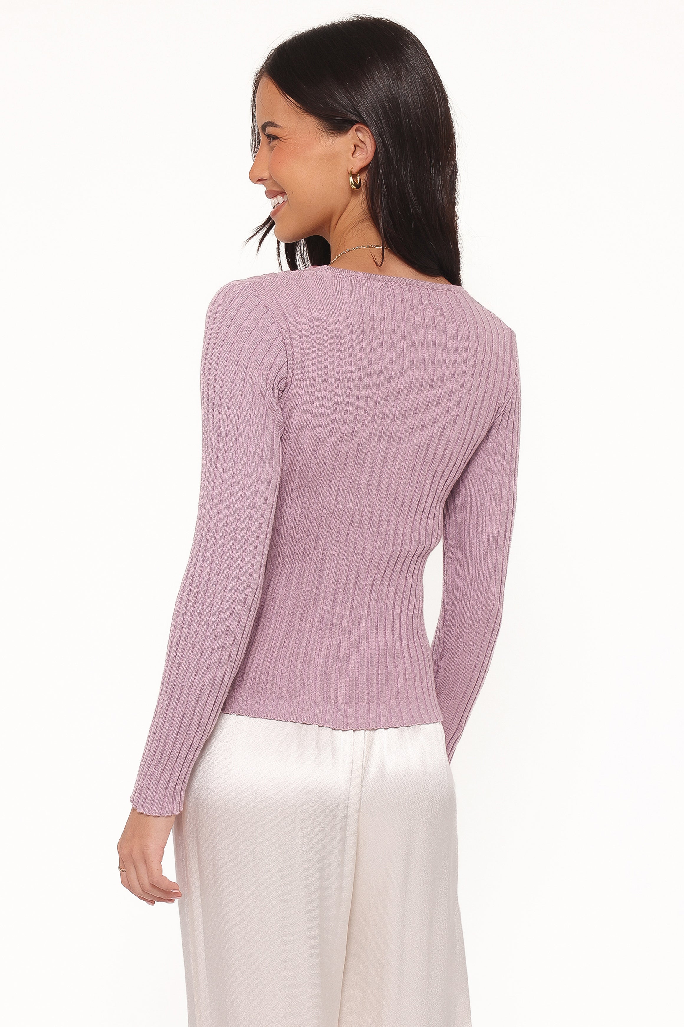 Demi Twist Detail Knit Top - Lavender