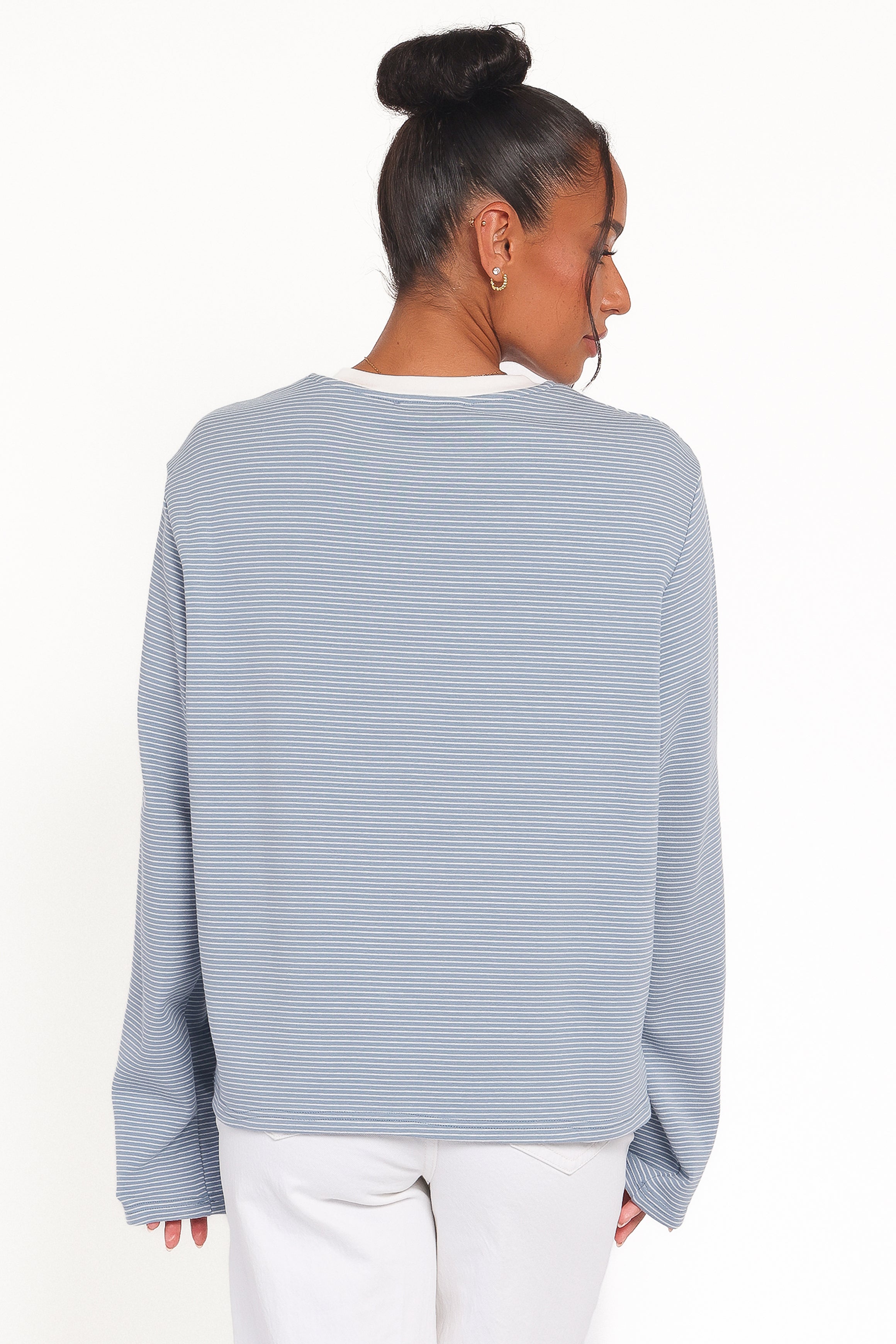 Ruva Long Sleeve Tee - Blue White Stripe
